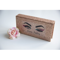 Wimper bewaardoos - Goudbruin glitter -15242